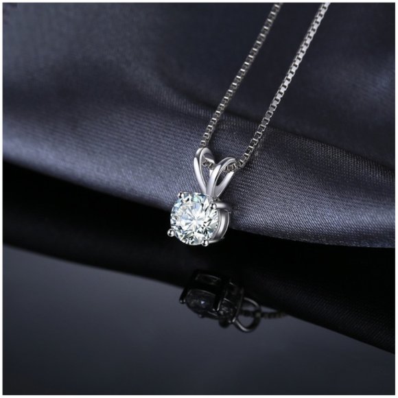 π 1ct Simulated Diamond CZ Stud Pendant - Picture 3 of 7